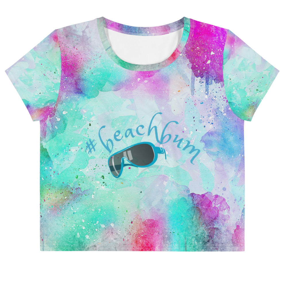 Beachy, Girl's Crop Tops. #beachbum women's activewear, graphic sports tee WickedYo.